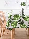 NaturesHome テーブルクロス ビニール カバー カット可能 防水 防油 汚れ防止 耐久 長さ調節 90x140cm 140x140cm 140x180cm 140x220cm 耐熱 長方形 北欧 お手入れ簡単 多用途(緑の葉の模様, 140x180cm)