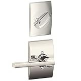 Schlage F59 LAT 618 CEN Latitude Lever with Century Trim and Interior Single Cylinder Deadbolt, Poli