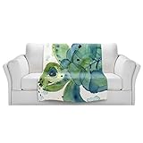 ブランケットウルトラソフトFuzzy 4サイズ！DIANOCHEデザインからby Dawn Derman Sea TurtleホームDecor Unique Designer芸術的スタイリッシュな寝室