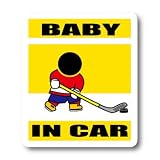 わーるどくらふと BABY IN CAR アイスホッケーバージョン ステッカー （きいろ）