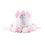 バースデークラウン　可愛い プリンセスクラウン ハーフバースデー ハッピーバースデイー　半歳　1歳 一歳半　二歳　三歳 シール付け　綺麗小さい王女　100日祝い　出産の祝い ゴムバンド　誕生日のプレゼ