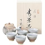 服部天龍 萩焼 姫萩 茶器揃(茶コシ付) 2-38 6179-053