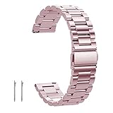 [GOHHME] 時計バンド ベルト 20mmステンレス 時計 ベルト 20ミリ スマートウォッチバンド ベルト 腕時計バンド 20mm 交換ベルト 金属ベルト メタルベルト (ピンク, 20mm)