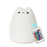 Umiwe Cute Kitty LED子供夜ライト子供用シリコン猫呼吸ランプ7-color USB充電式照明、暖かいホワイトライト ホワイト