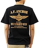 [ジーンズバグ] A.F. ANCHOR エアフォース ミリタリー オリジナル プリント 半袖 Tシャツ メンズ レディース ブランド ST-AFANCHO Ｍ クロ×ヤマブキ（23）