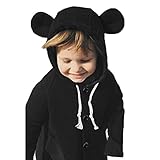 女の子 子供服 Karchi ロングコート可愛い　耳のフード付き　ジャケット　 ベスト　子供誕生日　出産祝いプレゼント　入園式着 卒園式着　誕生日着　お出かけ (90, 黒)