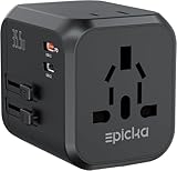 EPICKA 35W PD 急速充電 2*ACコンセント 海外 変換プラグ 全世界対応 C/BF/O/Aタイプ マルチ変換プラグ 2つUSB-Cと3つUSB-Aポート付き ヨーロッパ/韓国/オーストラリア/イギリス/アメリカ/中国などの国に対応海外旅行用コンセント(ブラック)