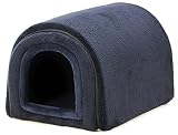 PetStyle 犬 猫 ベッド ドームハウス ペットベッド 冬用 折りたたみ 洗える 猫ハウス 犬ハウス 室内 冬 ふわふわ 暖か おしゃれ ドーム型 ペットハウス Lサイズ 小型犬 中型犬 寒さ対策 (秋冬/ネイビー)