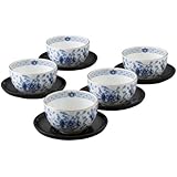 NARUMI(ナルミ) 湯呑 セット ミラノ ブルー 茶器揃(茶托付) 5個セット 180cc 日本製 9682-23029