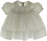 Feltman Brothers新生児女の子ホワイトスモックドレスwithピンク花 カラー: ホワイト