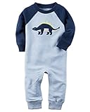 カーターズ ロンパース carter's 男の子用紺xヘザーブルーラグラン恐竜お出かけ用ジャンプスーツ (3months(55-61cm)) [並行輸入品]