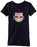 MLS New York Red Bulls Primaryロゴファッションフィット半袖Tシャツ、7 – 16 Girls M ブルー
