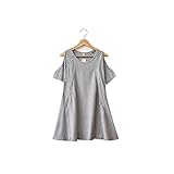 Lecpra (レクプラ) 肩出し ワンピース マタニティ 授乳服 グレー ( M L ) 半袖 (M)