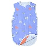 UEK ふわふわ6重ガーゼスリーパー 寝冷え防止 ボタン開閉式 吸水性・通気性・吸湿性・速乾性 夏冬 冷暖房対策 40 * 60 cm(新生児~3歳頃) (ブルーエルク)
