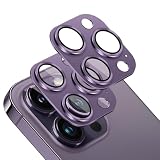 【2枚セット】 対応 iPhone 14 Pro / iPhone 14 Pro Max カメラフィルム 2枚 対応 アイフォン14プロ / アイフォン14プロマックス カメラ レンズ 保護カバー アルミ合金製＋AR高透過率 強化ガラス カメラ保護フィルム 黒縁取り 露出オーバー防止 対応 いphone14pro / いphone14promax レンズフィルム キズ防止 耐衝撃 飛散防止 全面保護 気泡ゼロ 自動吸着 貼り付け簡単 対応 iphone14pro / iphone14promax カメラカバー （パープル）