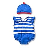 夏の新生児のノースリーブベビーガールズジャンプスーツの服セット（ロマー+帽子2本）幼児ベビーボーイズ服の赤ちゃんロンパー：A、24M