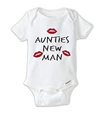 Aunties新しいManボディスーツ、Auntie Onesie、Auntieボディスーツ、ベビーシャワーギフト カラー: ホワイト