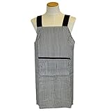 エプロン 前掛け メンズ 男性用 前ZIPポケット ヒッコリータイプ 大きいサイズにも対応（ブラック）