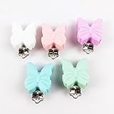 Mamimami Home シリコーン おしゃぶり クリップ 蝶型 3.7x5.2cm 15個 おしゃぶりホルダー　クリップ DIY アクセサリー 赤ちゃんのおもちゃ　噛がため