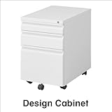 オフィス収納 スチール製のキャビネット 移動に便利なキャスター付き ホワイト