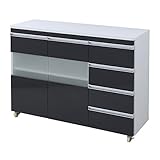 JKプラン Parl　鏡面仕上げキッチンカウンター レンジ台 120cm幅 ブラック FPL-0004-BK