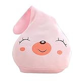 BOBORA　笑顔プリント帽子　キラキラ笑い眼「閉め眼」　赤ちゃん ベビー 帽子　新生児　日よけ　アニメーション設計　Tの帽子　綿　イエロー＆ピンク＆ブルー
