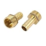 uxcell ホースバーブカプラー ブラス製カプラー 1/2BSP オススレッド 12mm内径 2個入