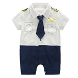 Fengmax 赤ちゃん 男の子 ベビー服 パイロット ベビー ロンパース 半袖 (パイロット, 0-3 ヶ月)