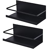 マグネットラック キッチン収納 調味料ラック冷蔵庫サイドラック 黒い 約W25XD12XH9.5cm 浮かせる収納 簡単取り付け (2点セット)