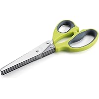 ハーブカッターはさみ 5枚刃 キッチンバサミ シュレッダーハサミ ねぎはさみ 5連はさみ 5枚刃 キッチンはさみ 万能はさみ 野菜切削用キッチンはさみ（グリーン）
