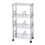 アイリスオーヤマ メタルラック メタルミニシリーズ ポール径19mm メタルミニブックシェルフ 4段 幅47×奥行27.5×高さ91㎝ 耐荷重150kg キャスター付 MM-B423