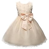 (ラボーグ)La Vogue 子供ドレス キッズ ワンピース 女の子 スカート ガールズ フォーマルドレス 発表会 結婚式 花嫁介添人 ベビー お嬢様 リボン飾り シャンパン色 90
