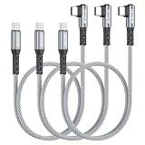 HOTNOW 直角USB C to USB C ケーブル 50cm 3本、短い USB-Cケーブル L字 PD 65W/3.25A急速充電ケーブル