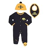 大学のアイオワ州Baby Boys ' 3パック、Footie、バンダナよだれかけと帽子セット ブラック