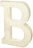 Adeco木製吊り壁文字「B」 – ホワイト装飾壁のリビングルームの文字、ベビー名前とベッドルーム飾り、ホワイトウォッシュ