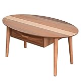 センターテーブル 800×480×370mm（オーバル）Tetra 引出し 収納 リビング 木製 北欧風 組立品