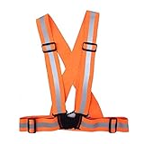 反射ベスト 安全ベスト 蛍光オレンジ 反射できる高弾力 調節可能 反射ストラップ (オレンジ)