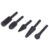 Demiawaking 回転ヤスリ ロータリーバーセット 高速度鋼 木工用 超硬バー 木彫り 木工アクセサリ 5pcsセット