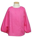 幼児・子供用スモック無地　ブルー・ピンク　給食・調理実習・お絵かき (110, ピンク)