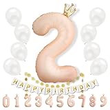 【風船屋】４０インチ 王冠 ナンバーバルーン 誕生日 飾り付け 王冠付き かわいい バルーン サプライズ 赤ちゃん ベビーフォト (2歳)