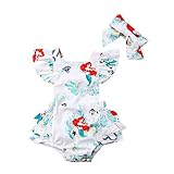 新生児 ベビーガールズ ロンパース ヘアバンド付き 可愛いマーメイド シーワールド パターン マーメイド柄スイムウェア (0-6ヶ月)