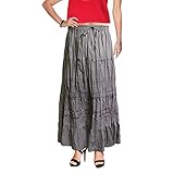 ソリッドカラーコットンLacedウエストゴムスカートwith調節可能な文字列