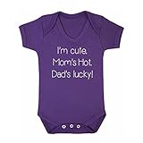 (フロソ) FLOSO 赤ちゃん・ベビー用 I Am Cute, Moms Hot, Dads Luckyプリント 半袖ボディースーツ ロンパース スリープスーツ ベビー肌着 パジャマ (18-24ヶ