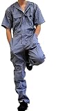 つなぎ メンズ おしゃれ 作業着 半袖 ツナギ 作業服 GRAY（グレー） LL