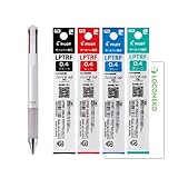 パイロット 多色ボールペン ジュースアップ4 LKJP-60S4-W ホワイト【本体1+替芯 黒1/赤1/青1/緑1】+ ロコネコカード