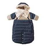 7AM Enfant Doudoune One Piece Infant Snowsuit Bunting, Midnight Blue/Beige by 7AM Enfant