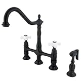 Kingston Brass KS2795BLBS 8-Inch Deck Mount Kitchen Faucet With Brass Sprayer, Oil Rubbed Bronze by 