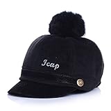 (アバラナサ)Abaranasa子供の野球キャップ（サイズ：ＳとＭ）女の子　男の子両用 秋冬フェルトボール帽子　可愛いハット選べる5色 (M, ブラック)