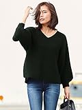 Angeliebe エンジェリーベ マタニティ 授乳しやすい 片畦編み Ｖネック ボリューム スリーブ ニット 妊婦服 産前 産後 長袖 フリー ブラック 22244 22244200