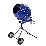コンクリートミキサー 青 練上量70L ドラム容量140L 固定ボルト加工 電動 モーター式 100Vモーター 混練機 攪拌機 かくはん機 コンクリート モルタル 堆肥 肥料 飼料 園芸 タイヤ 車輪